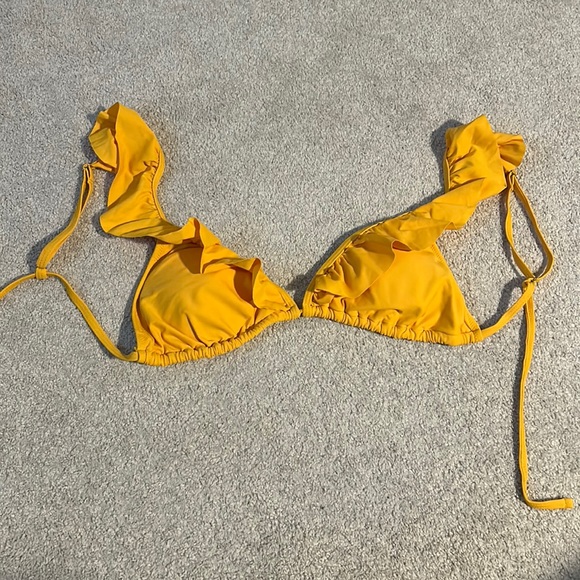 Sunshine yellow bikini top with ruffled detail - Picture 1 of 1
